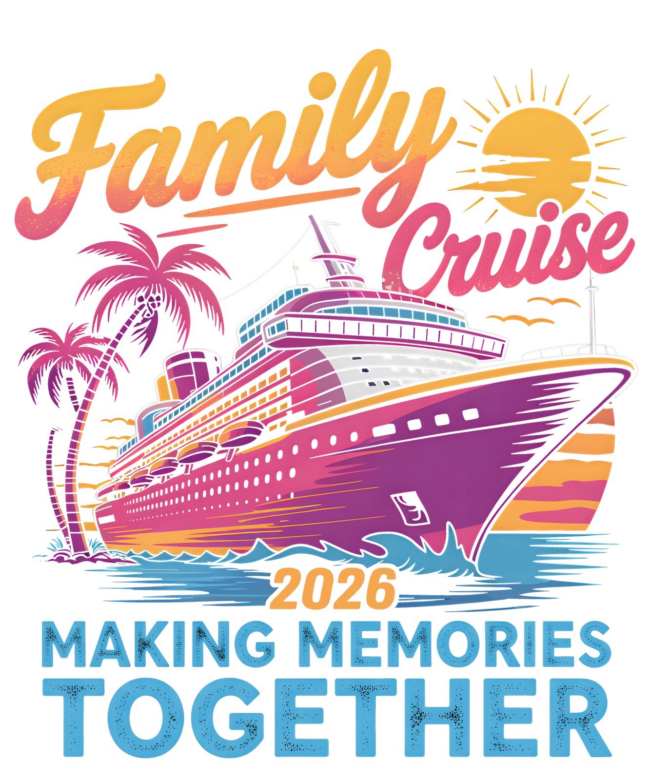 Family Cruise 2026 Ocean Stickers (4) Labels Card Gift Craft Paper Journal
