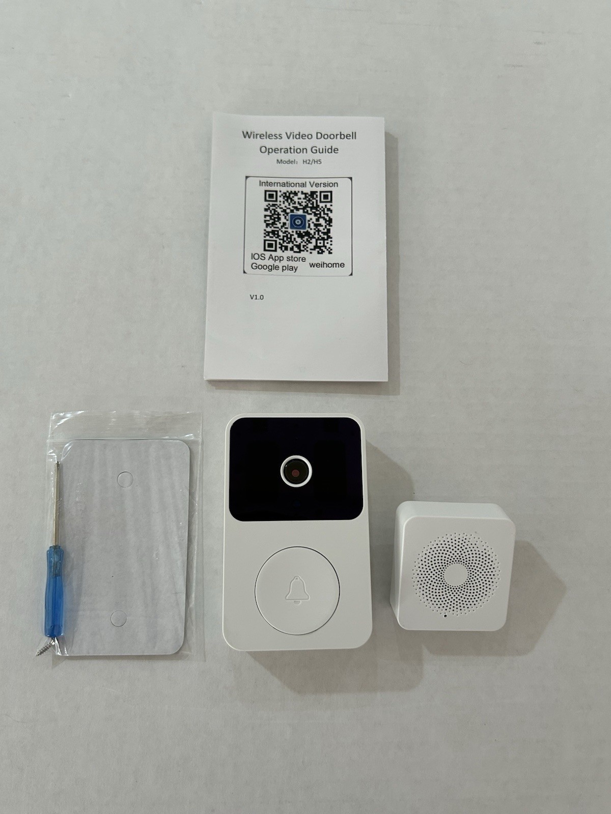 WiFi Smart Video Doorbell with Wireless Chime, HD Two-Way Audio Visual Intercom