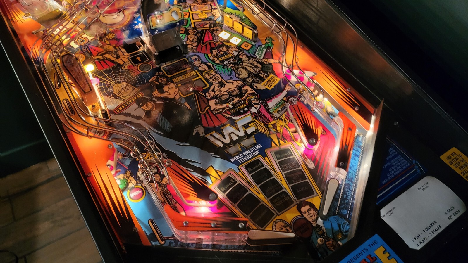 WWF / WWE ROYAL RUMBLE PINBALL MACHINE (NICE!) - DATA EAST