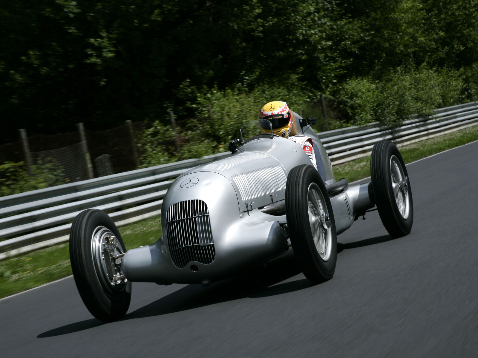 Cars 1934 mercedes benz formula w25 retro race Desk Mat Stitched