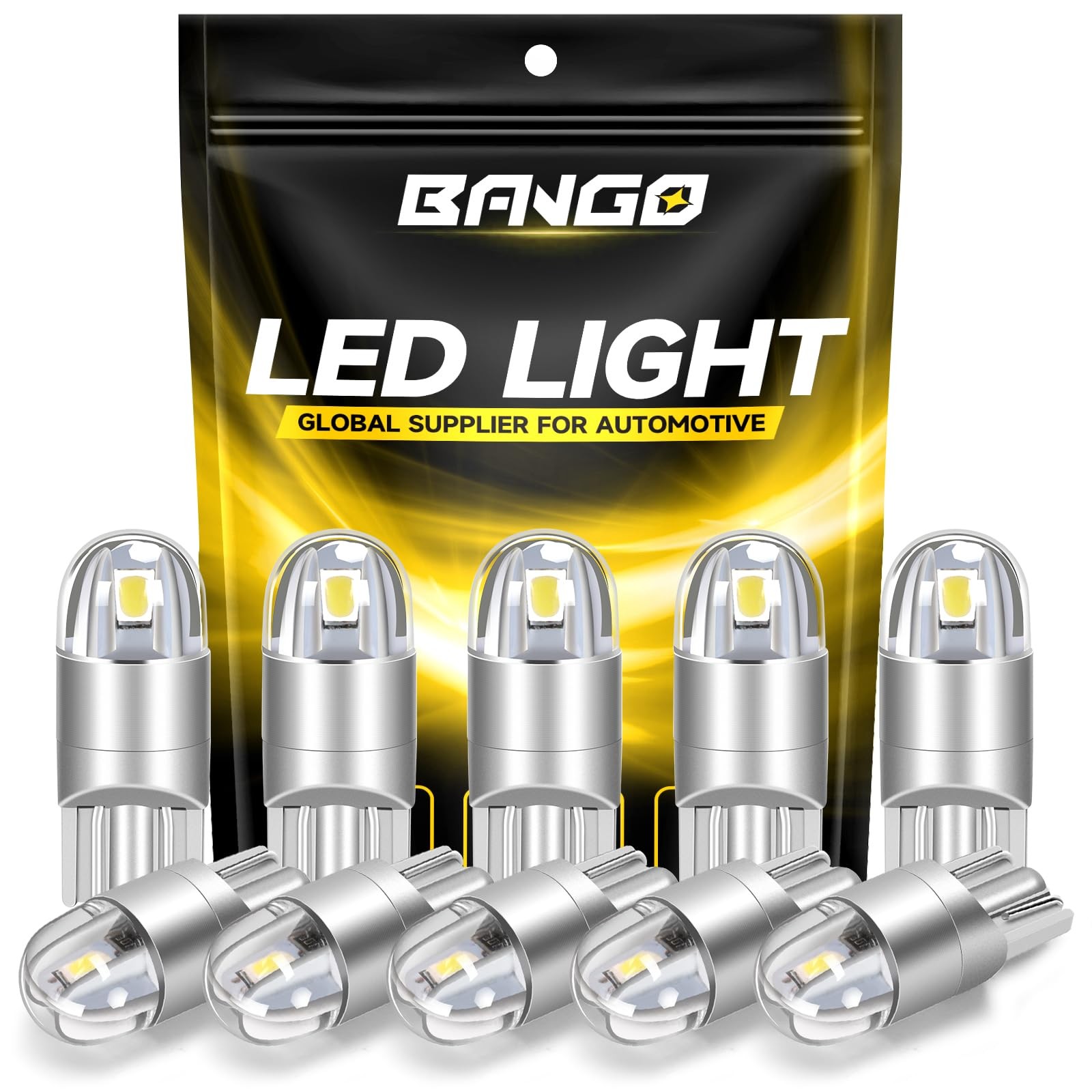 10pcs T10 LED Bulbs 6000K White Interior Dome Map License Lights