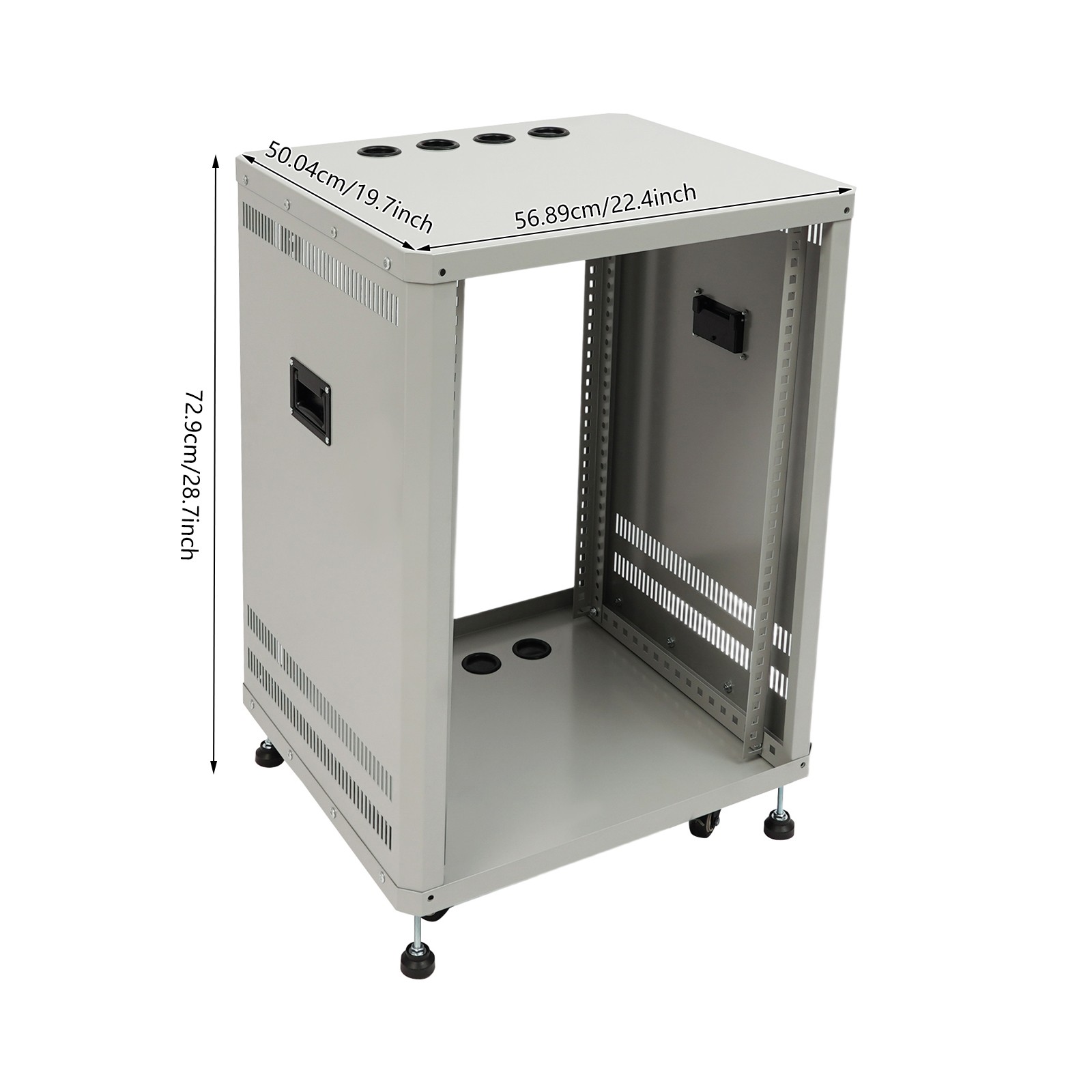 15U Network & Audio Rack With Feet & Wheels, Rolling Studio Rack Case 300lbs
