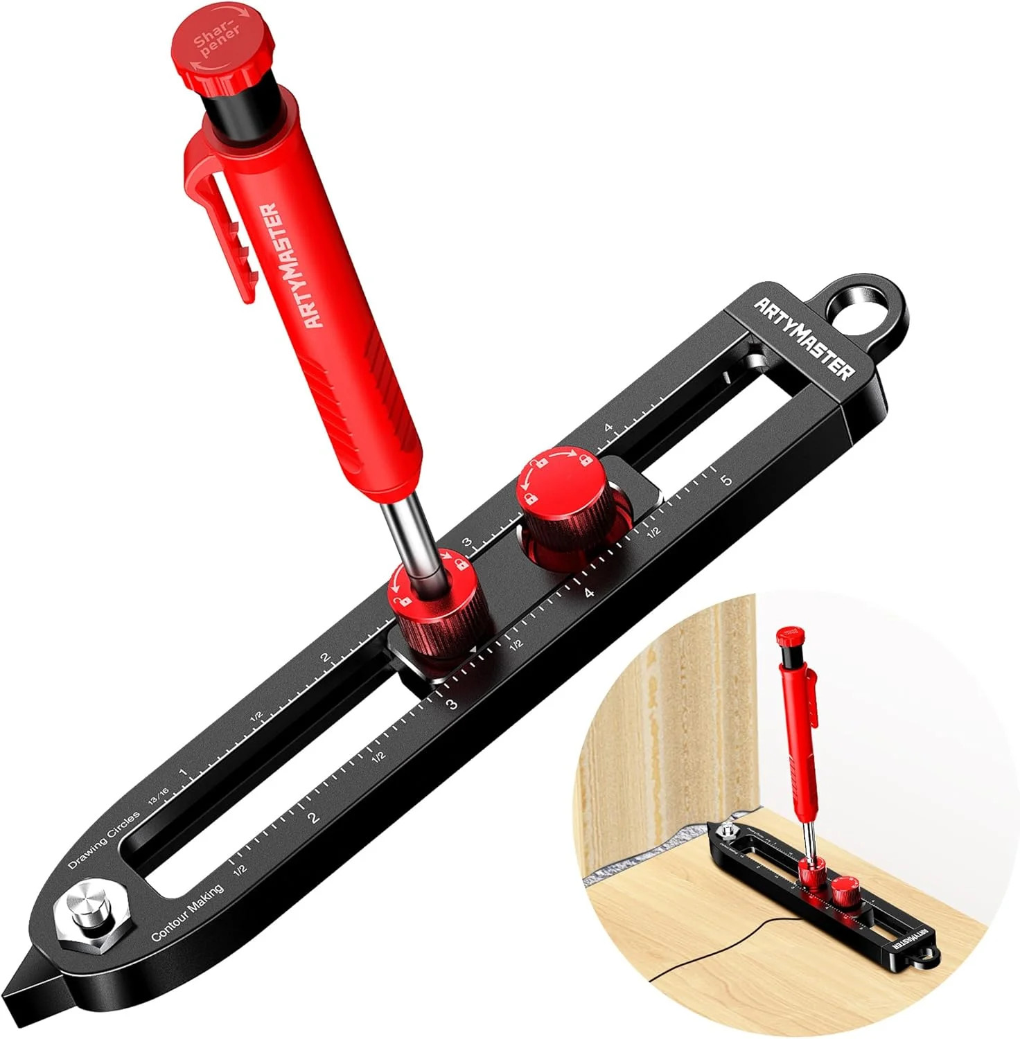ARTYMASTER Multi-Function Scribing Tool, DIY Woodworking Scriber Line Maker, Por