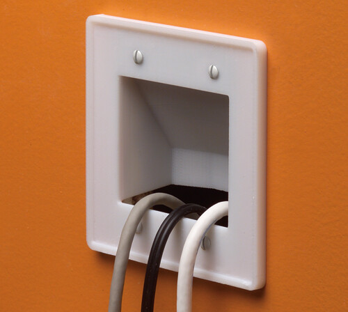 Arlington CE2 Recessed Low Voltage Two Gang Cable Plate 5pack