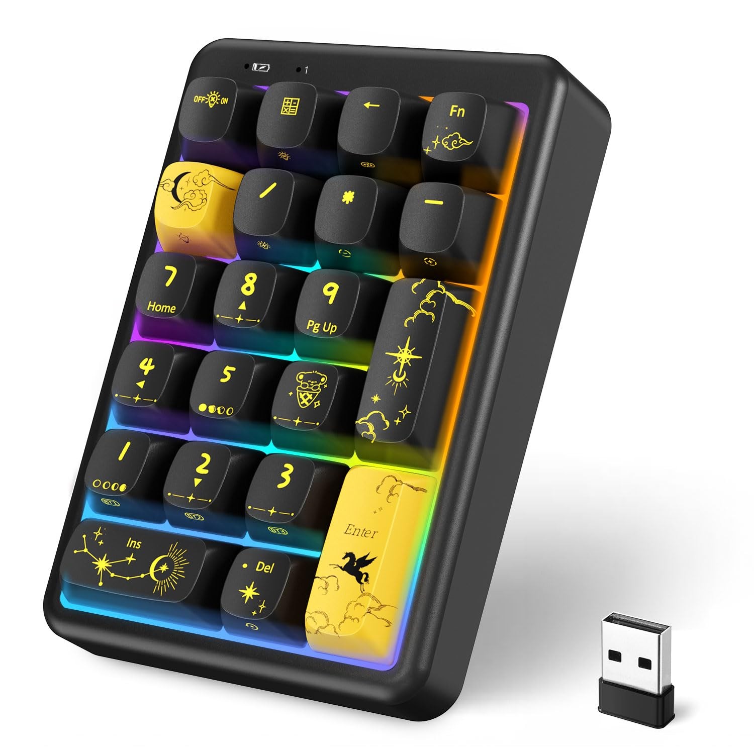 NumberPad,21Keys HotSwappable Numpad,Bluetooth5.0/2.4G/Type-C Wireless Numeri...