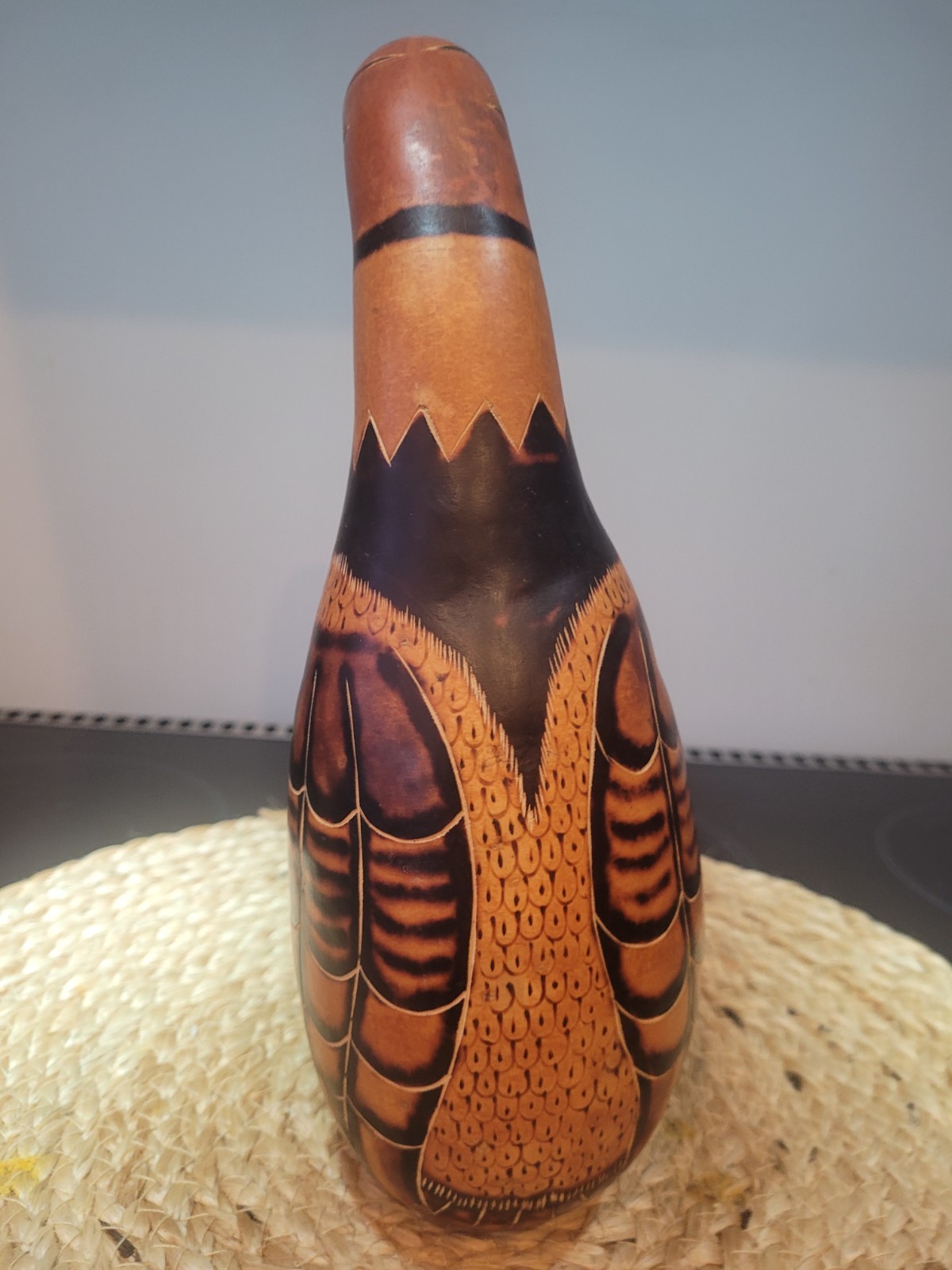 Hand Carved Gourd Decorative Figurative Peruvian Bird