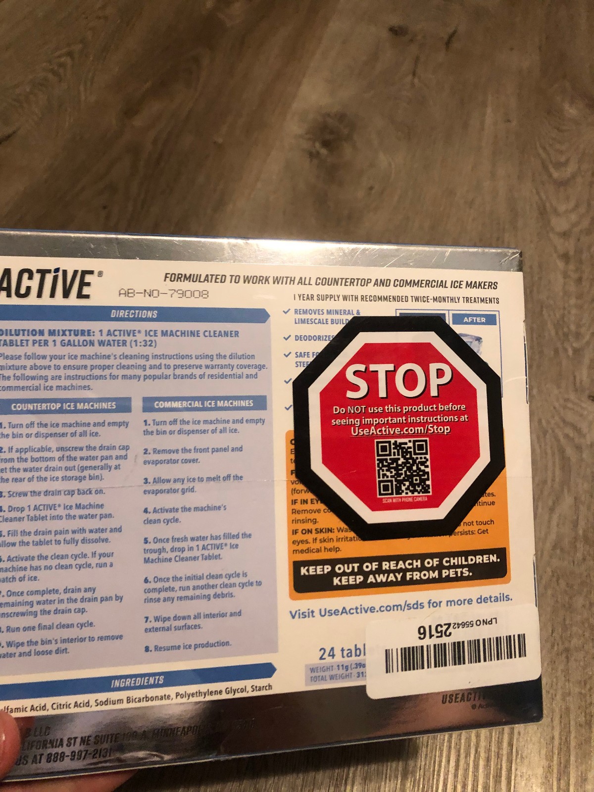Active - ICE Machine Cleaner - 24 Pack - 12 Month Supply - SEALED NEW