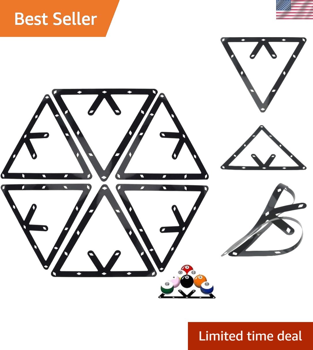 6PCS Billiards Triangle Cue Racks - Stylish Magic Ball Holder Set in Black