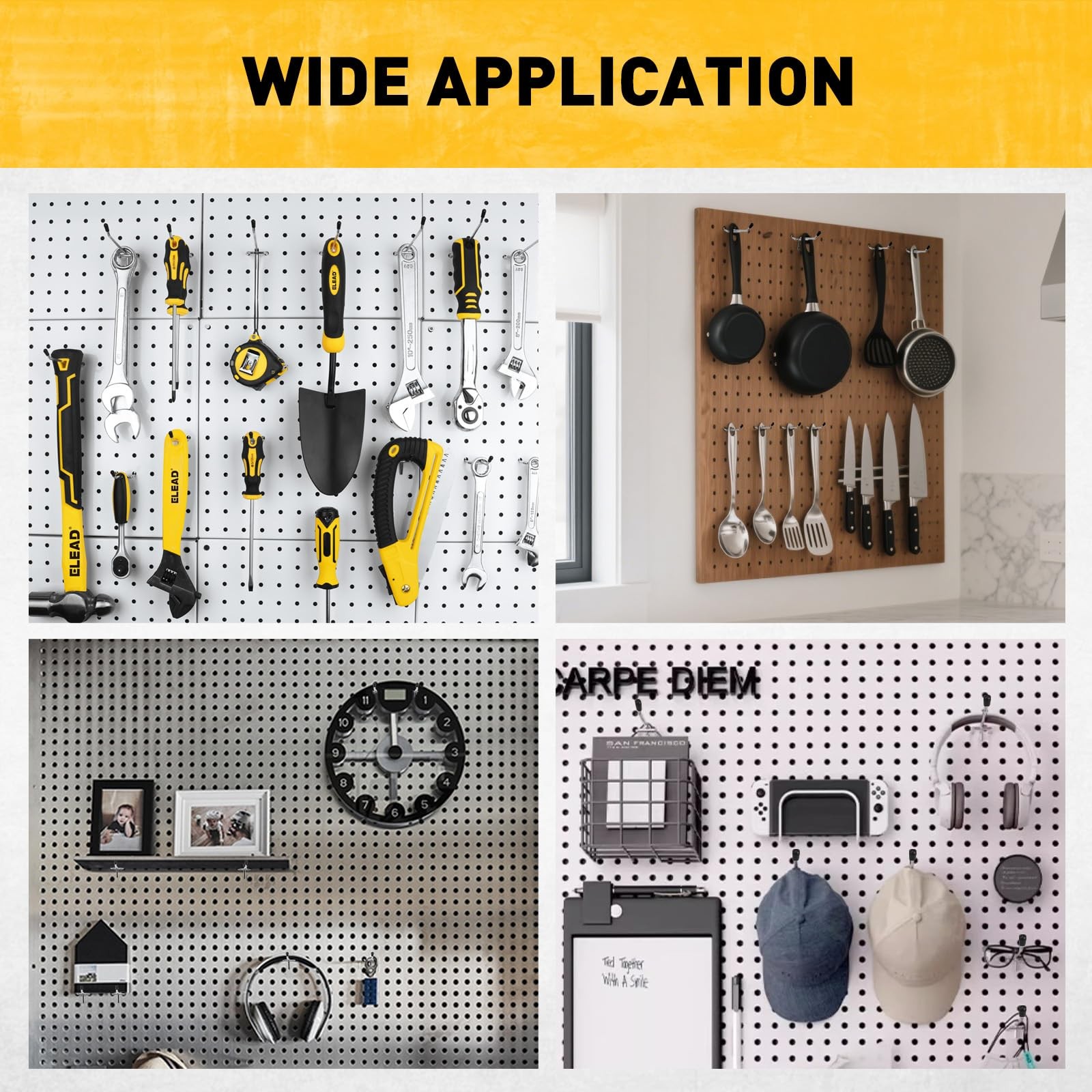 55-Piece 4 Inch Pegboard Hooks Heavy Duty Peg Board Organizer Accessories Peg...