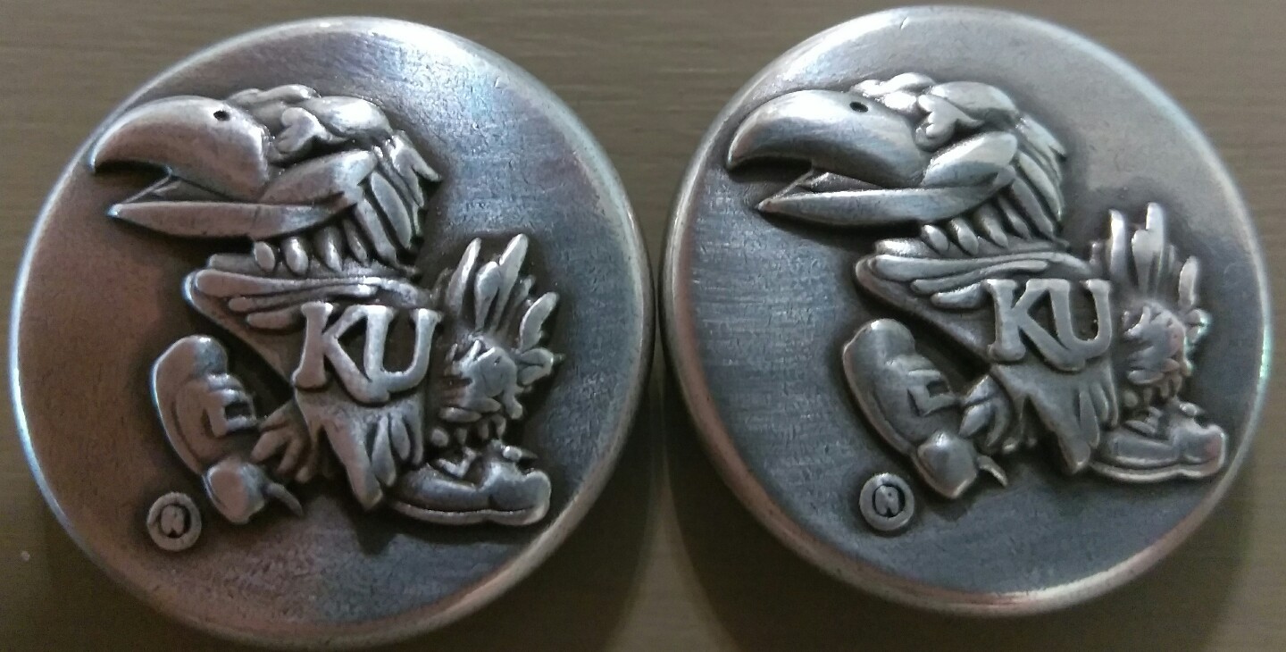 Lot of 2 University of Kansas Conchos with Screws