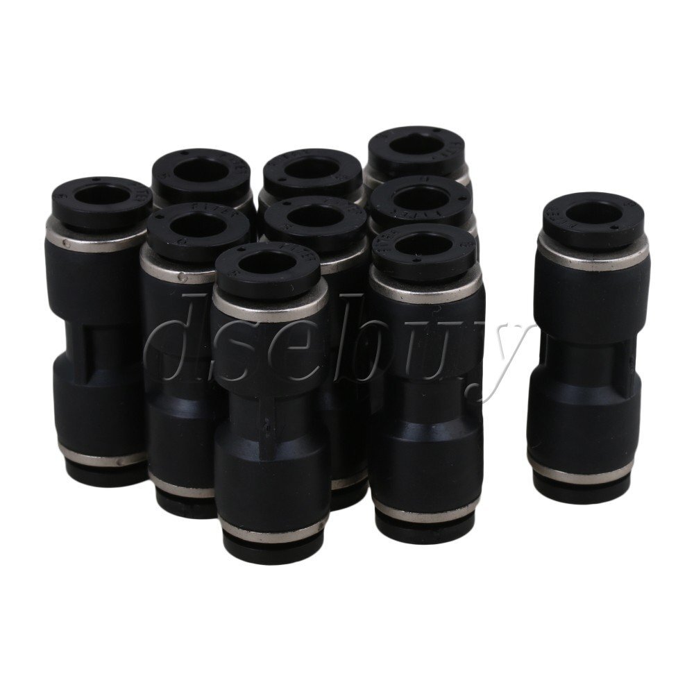 Straight Push In Pneumatic Jointer Connector 6mm PA Nylon Pipe Pack of 10