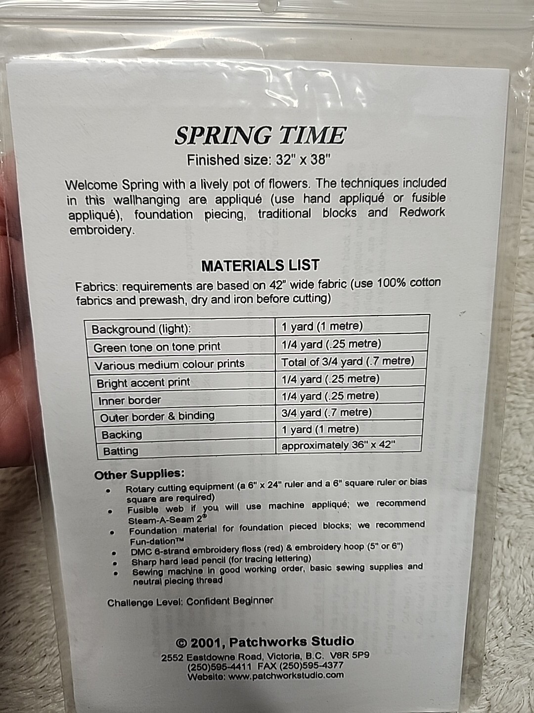 ☆ Patchworks Studio " Spring Time" Pattern Finished Size 32" X 38" Wallhanging