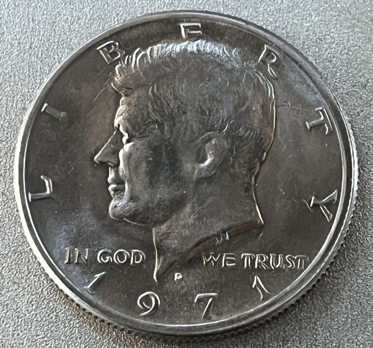 1971 D KENNEDY 50 CENTS COIN - FILLED MINT ERROR, GORGEOUS!!! CIRC.