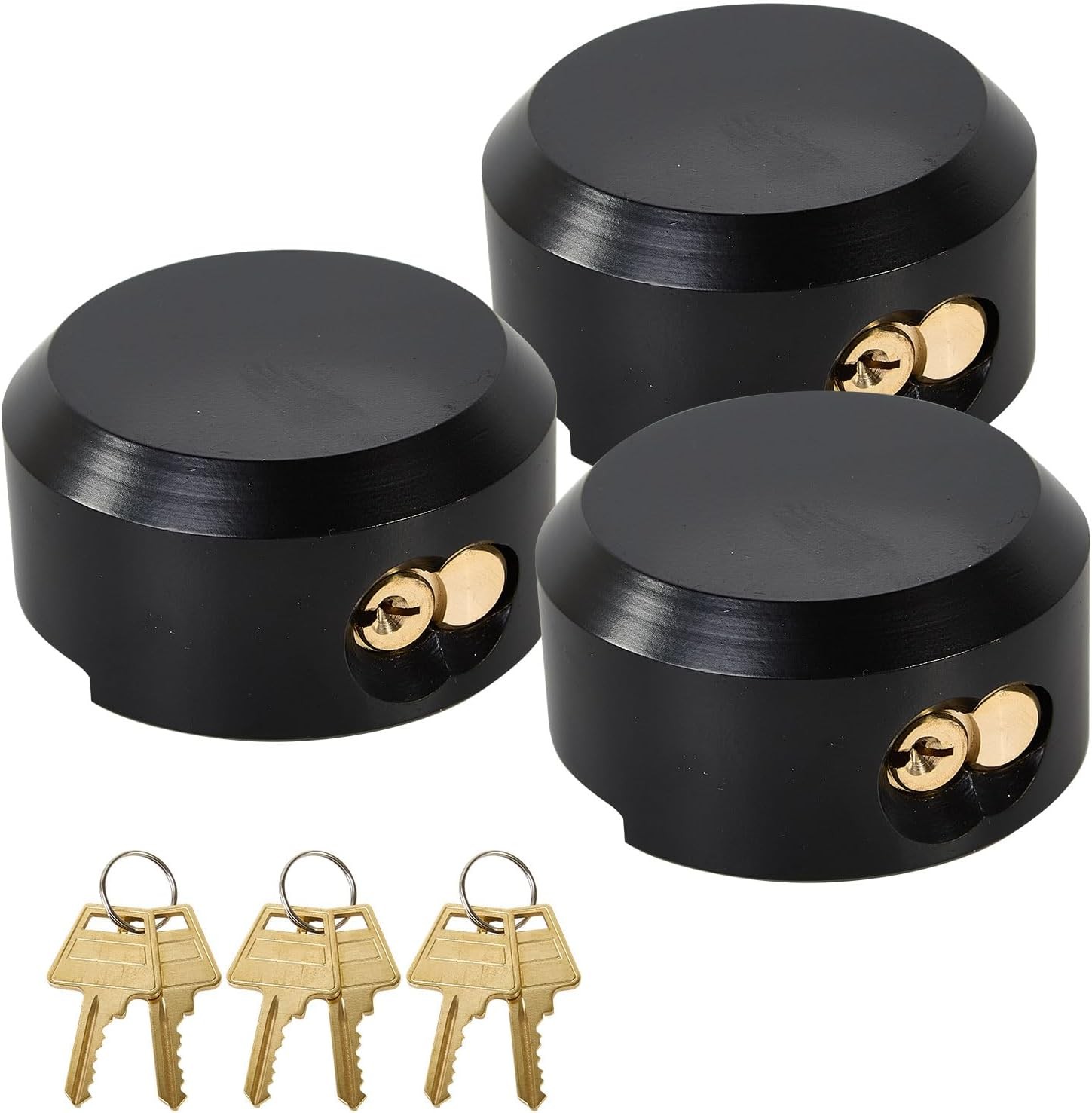 3 Pack Puck Locks Trailers Keyed Alike 2-7/8” Hidden Shackle Padlocks Heavy Duty
