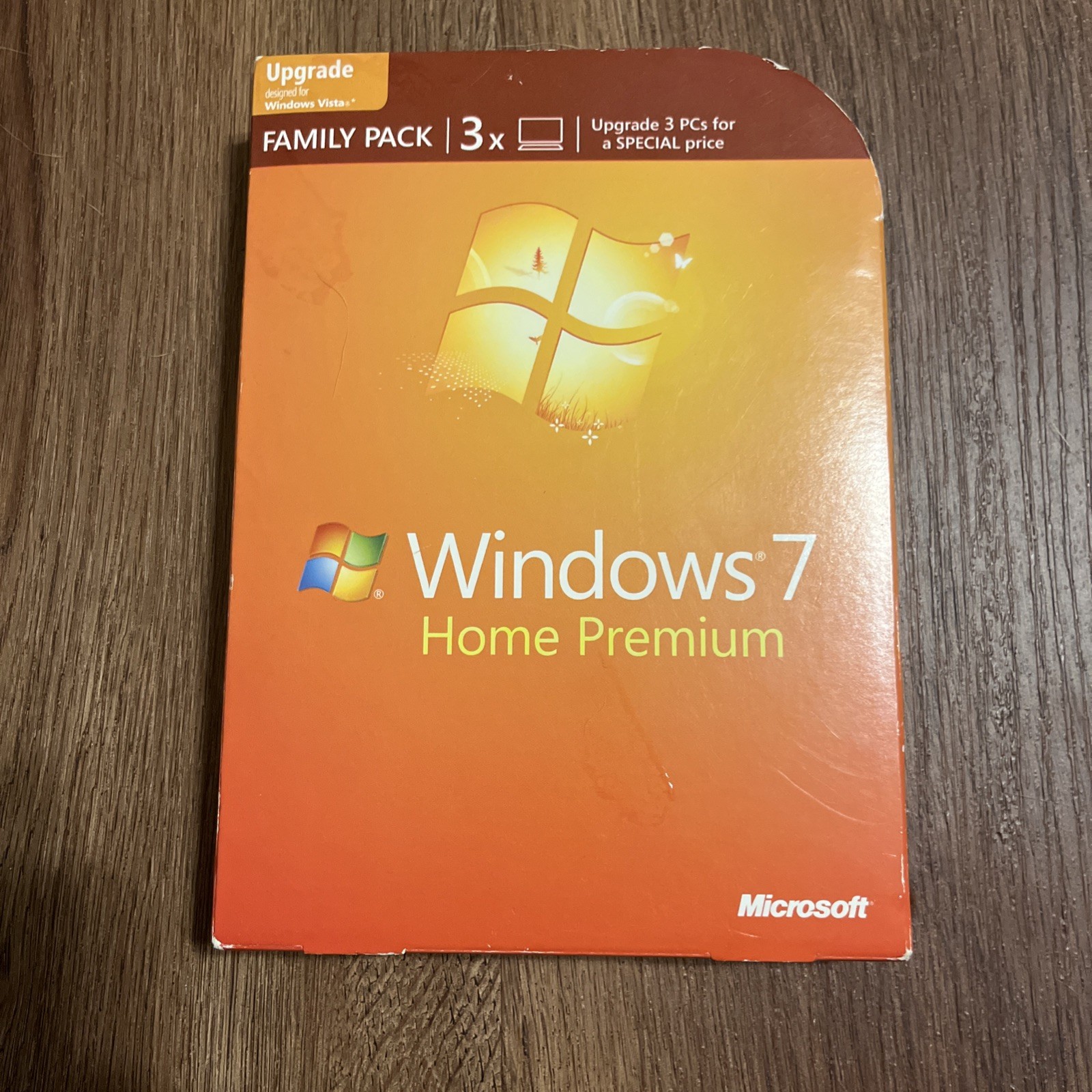 Microsoft Windows 7 Home Premium Upgrade Family Pack For 3 PCs 32 & 64 Bit DVDs