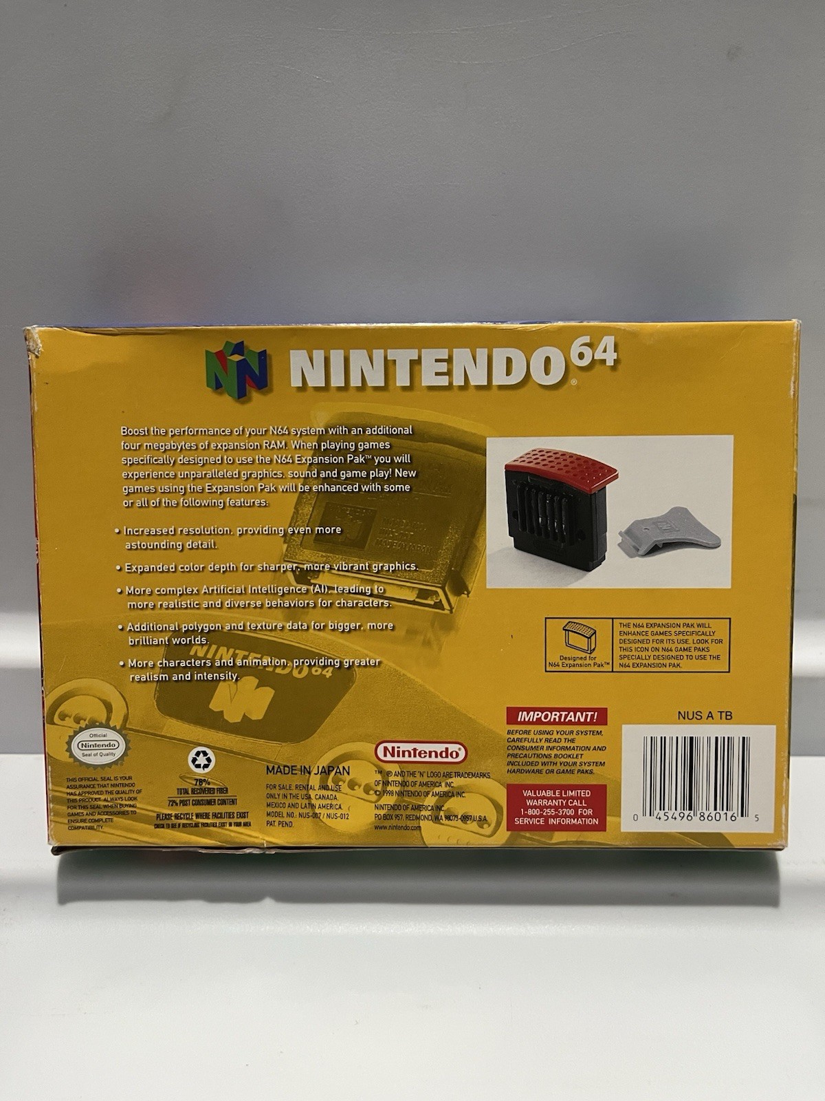 Nintendo 64 N64 Expansion Pak (1998) Authentic - Box (No Manual) - Box Protector