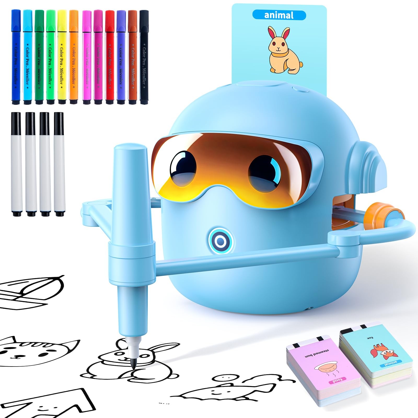 Drawing Robot for Kids Montessori Painting Toys 3 4 5 6 7 8 Blue, Blue