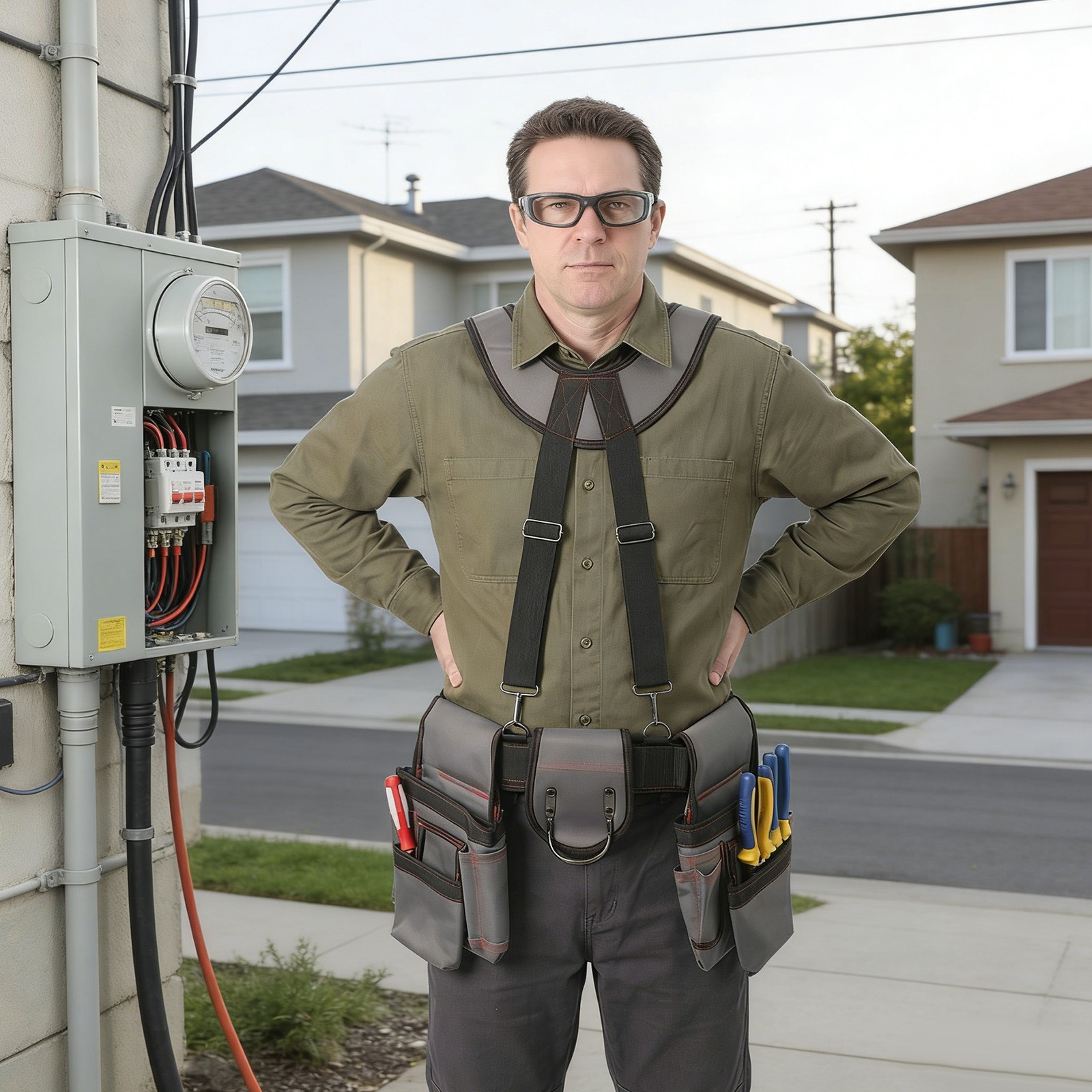 Tool Belt with Suspenders Electrician Tool Bag Adjustable Utility Belt Work Bag