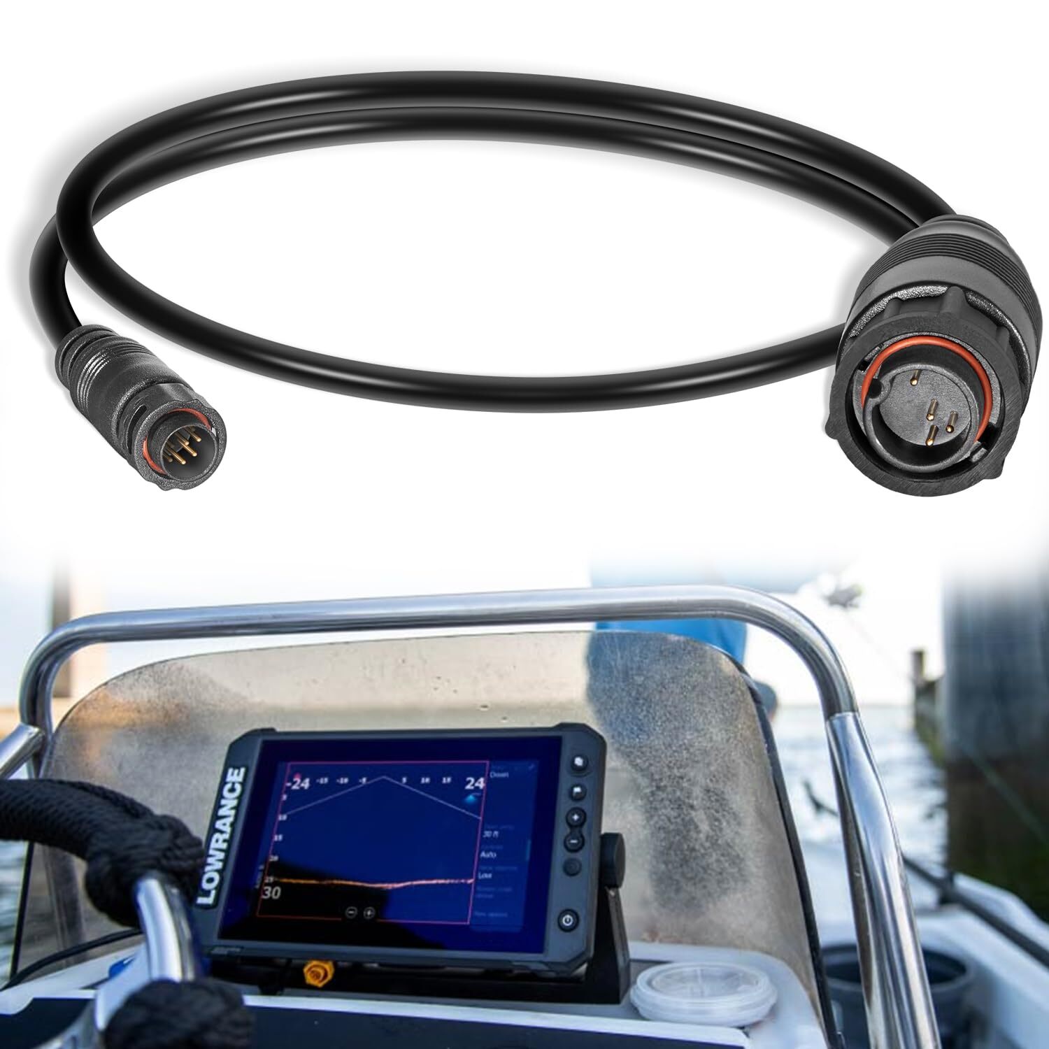 8M4004174 Sonar Adapter Cable 9 Pin HD+ for Lowrance HDS, MotorGuide Tour Motors
