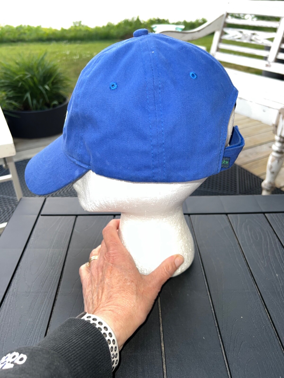 Ideal in light blue on a Royal blue Brian Robinson Headwear Hat Cap Hook Loop