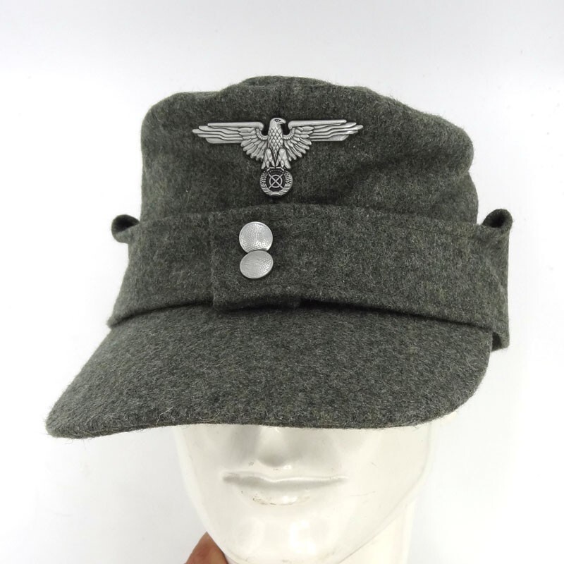 WW2 German Army Solider M43 Field Wool Cap Hat & German Eagle Badge Pin Size 58