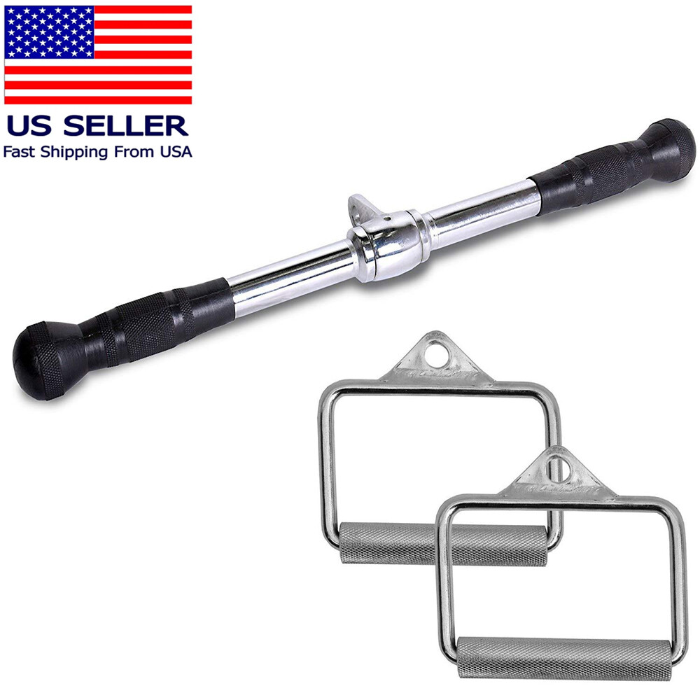 Home Gym Cable Attachment Handle Machine Strength Exercise Chrome Press Down Bar