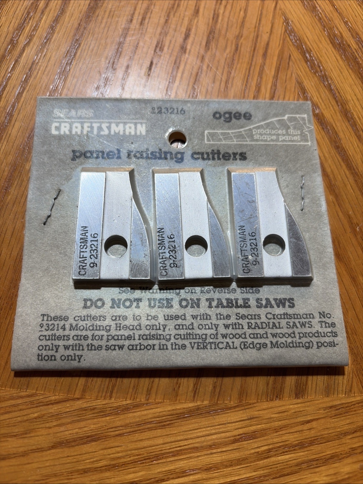 New Sears Craftsman Ogee Raised Panel Cutters 9-23216 Radial Arm