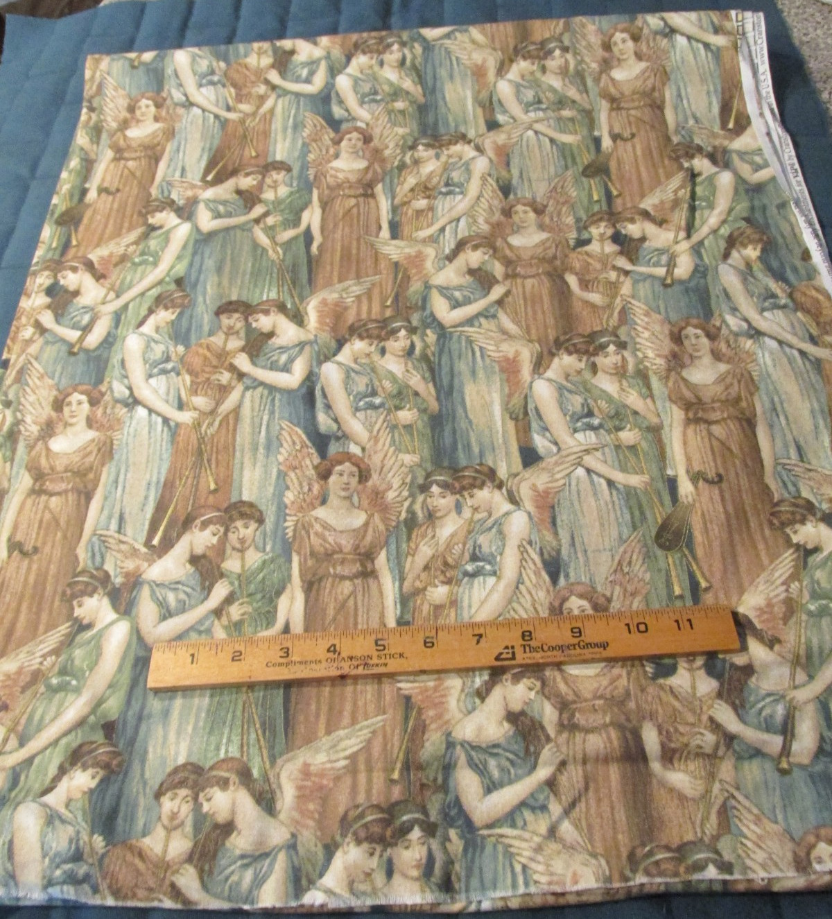 2 yard 30" x 44" Quilt Fabric Early Enchantments Angels Cranston Green Brown