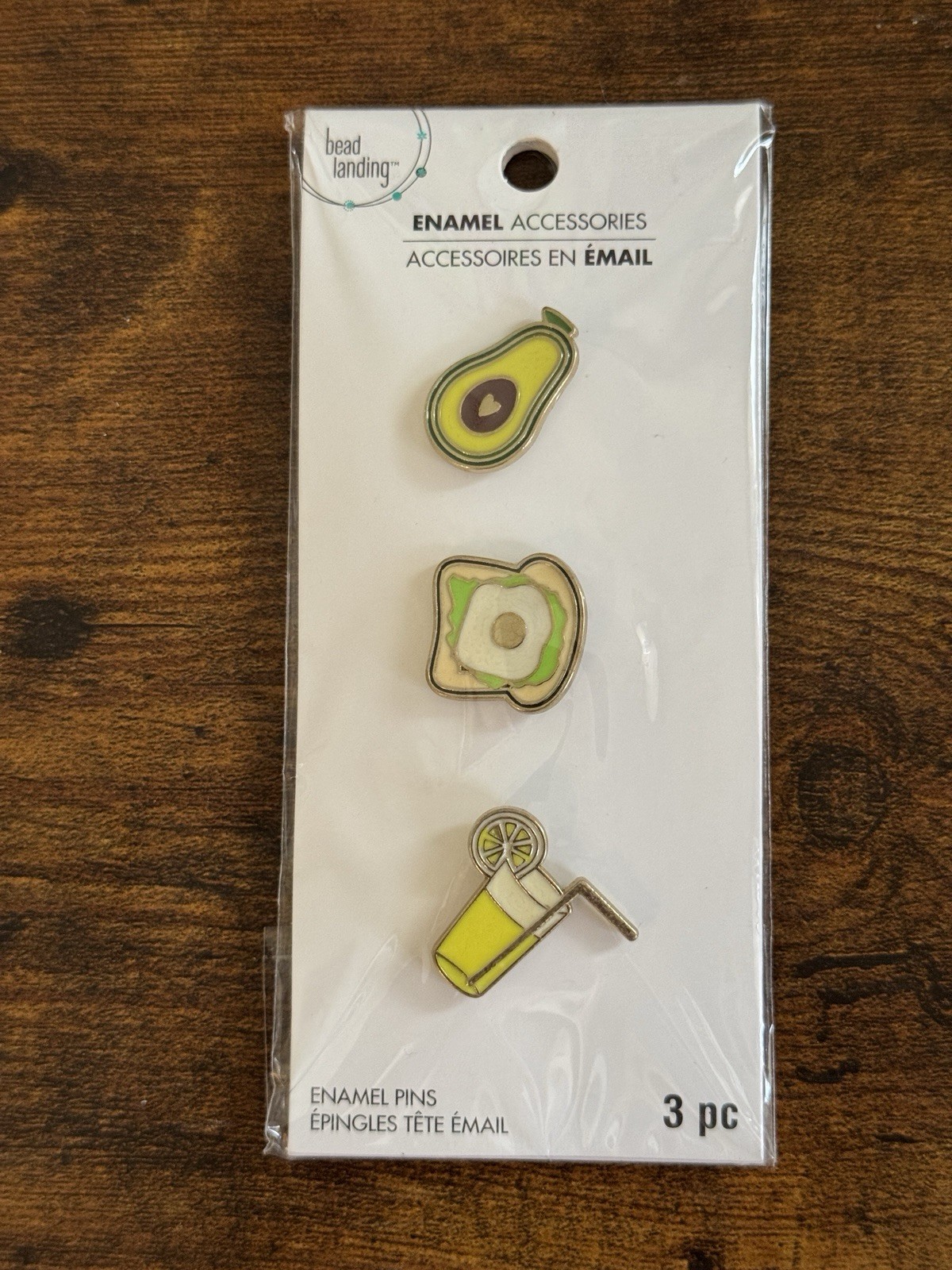 Bead Landing Enamel Accessories Enamel Pins 3 Piece Avocado Toast Theme Sealed