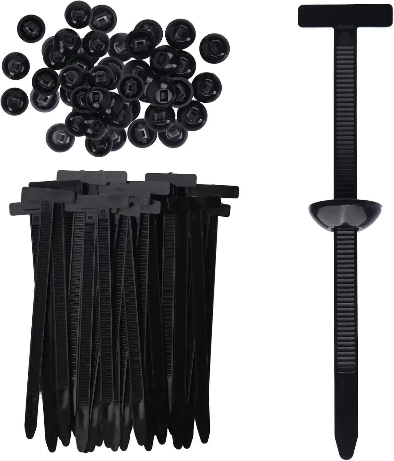 100 Pcs Nylon Universal Cable Tie Buckle for Car Self-Locking Easy Install Clips