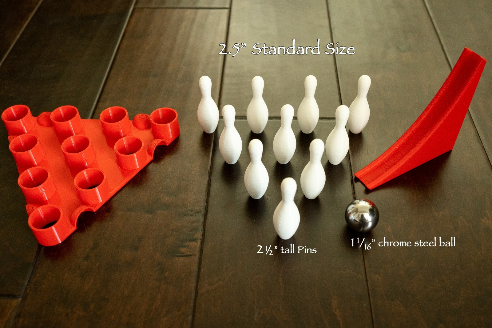 Mini Bowling Set : 10 Pins, Ball, Pin Setter, Ball Rolling Ramp