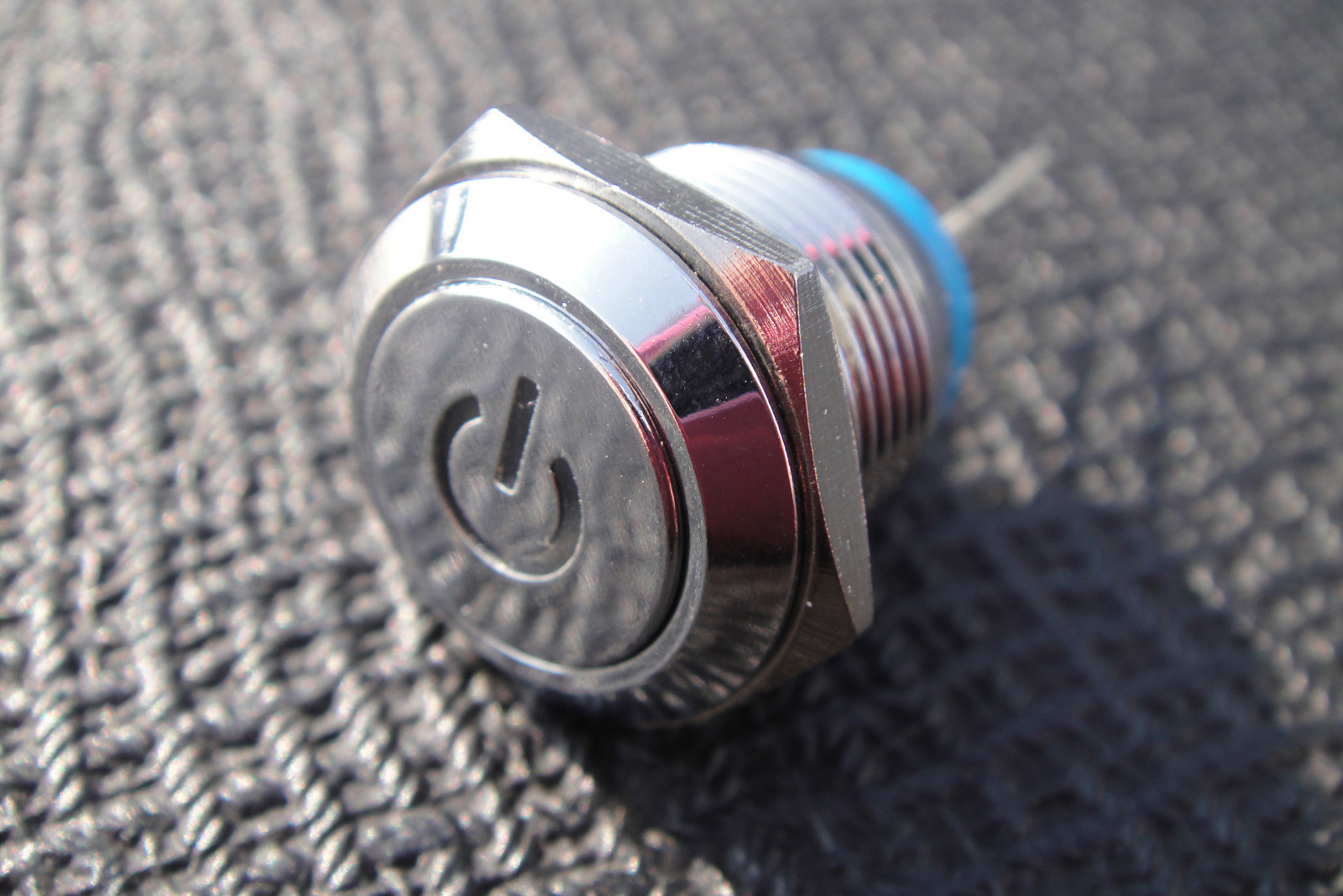Power Logo BLUE Led 12V Metal Switch Latching Push Power Button 16mm