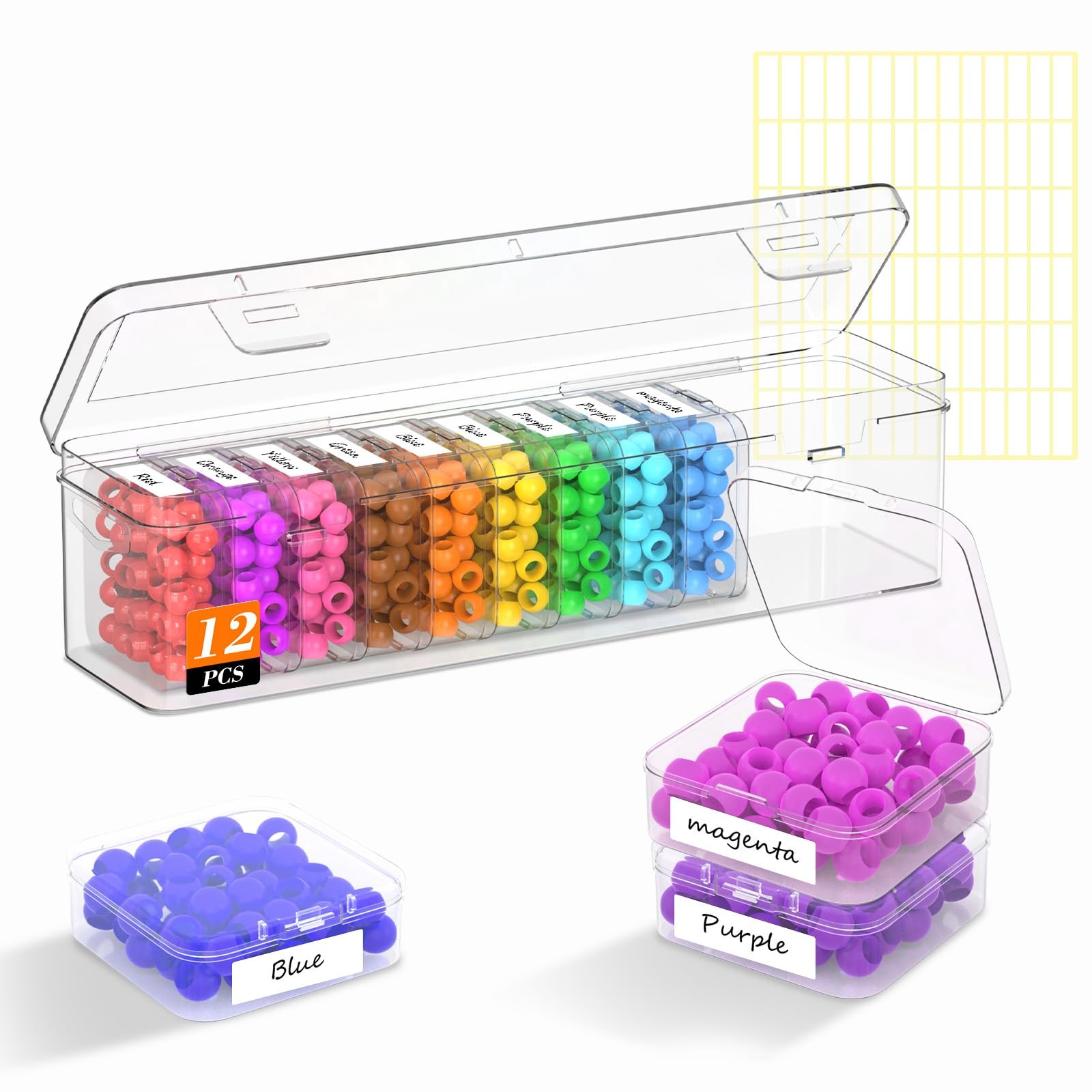 Profasion Bead Organizer Box, 12 PCS Clear Plastic 1 Pack 12 Pcs,