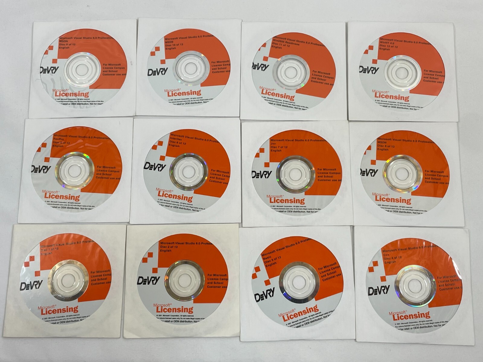 Microsoft DeVry Visual Studio 6.0 Professional 12-Disc Complete Set Software CD