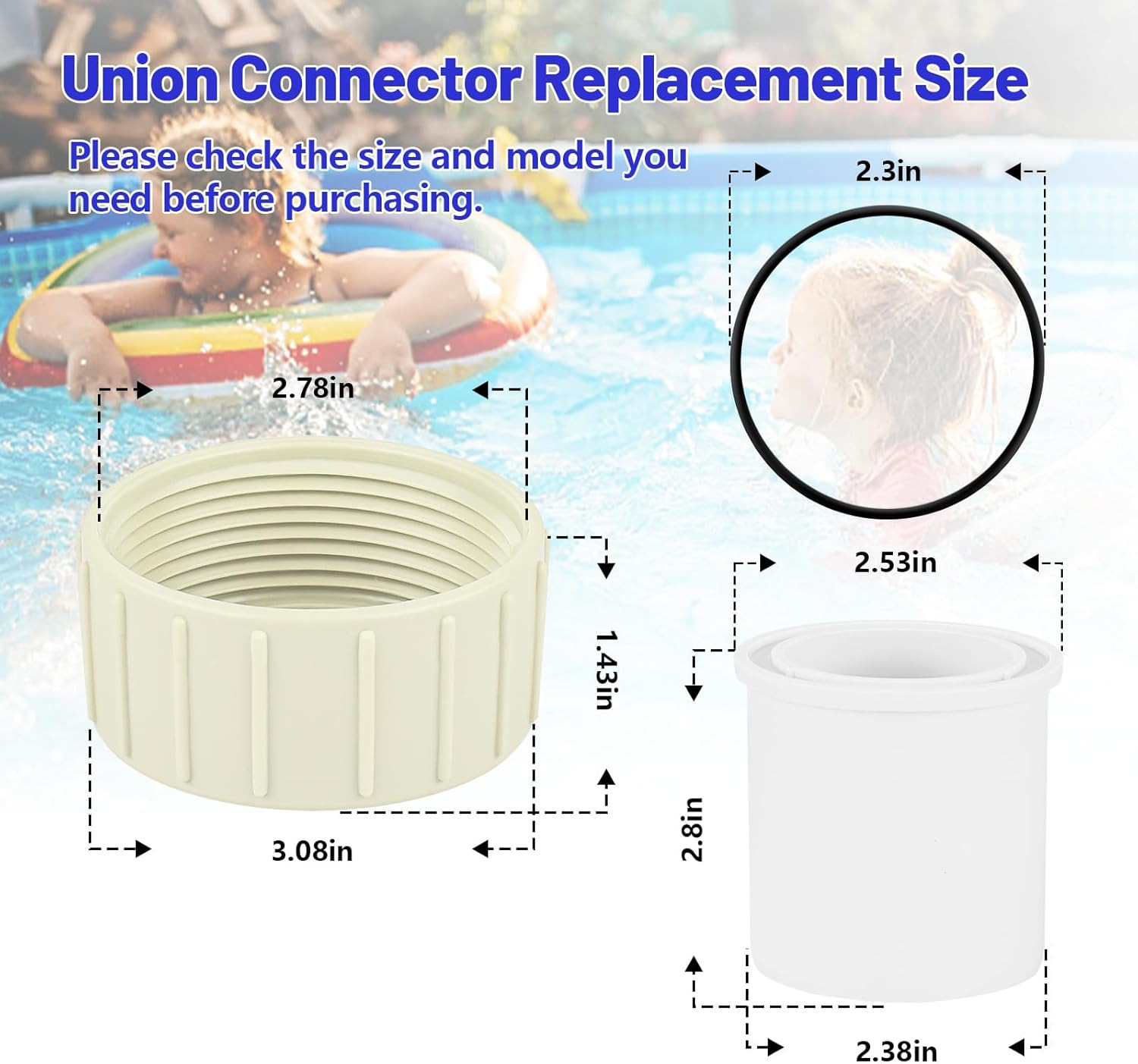 Pool Pump Union Fittings Replacement Pentair Superflo & Superflo Variable Speed