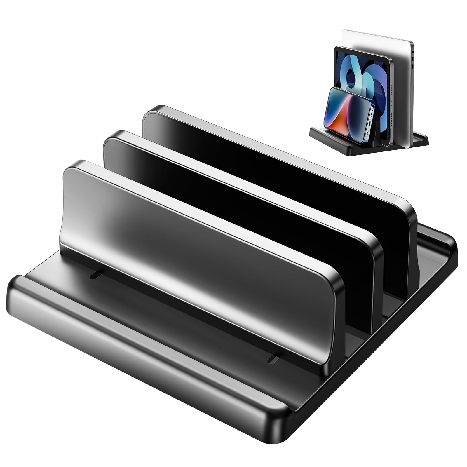 Adjustable Laptop Stand Vertical Notebook Holder ABS Plastic Space Saving Deskto