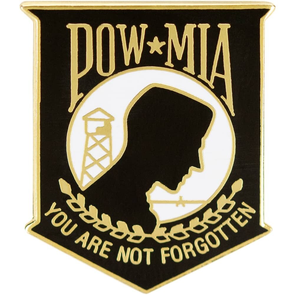 US Army Military USMC POW / MIA BLACK  LARGE You are NOT Forgotten Hat Lapel Pin