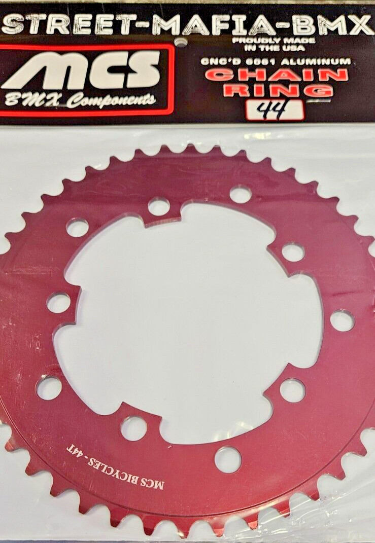 MCS CHAINRING BMX BIKE SPROCKET 44t RED USA MADE! GT Haro SE Racing Redline new