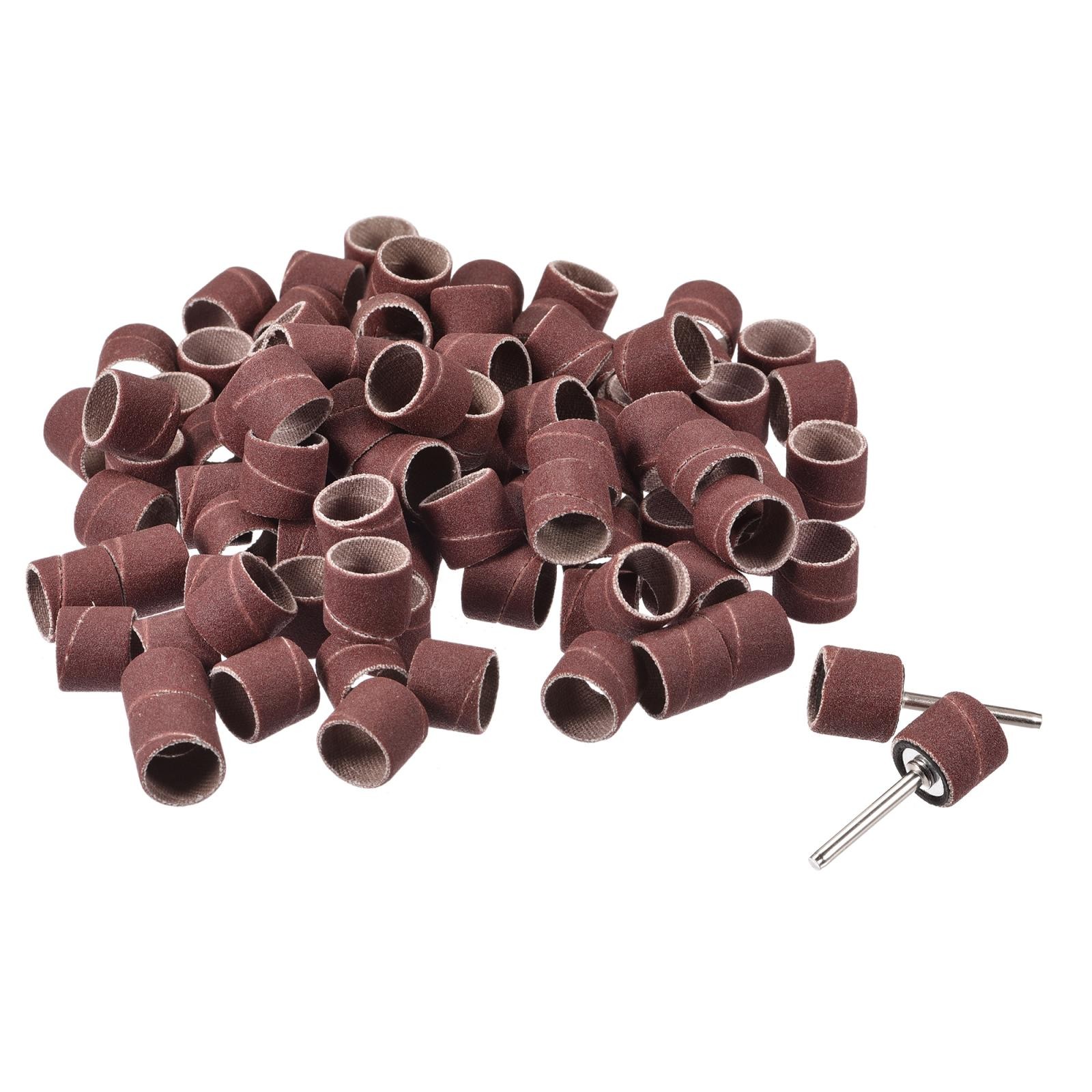 100 Pcs 1/2 Inch Sanding Sleeves Set 240 Grit with 2 Pcs 1/8 Inch Mandrels
