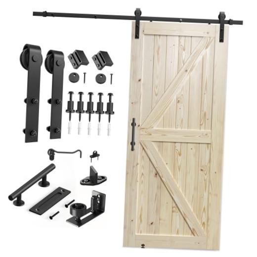 Natural 36"x84" Sliding Barn Door with 6.6ft Hardware - 36"x84"