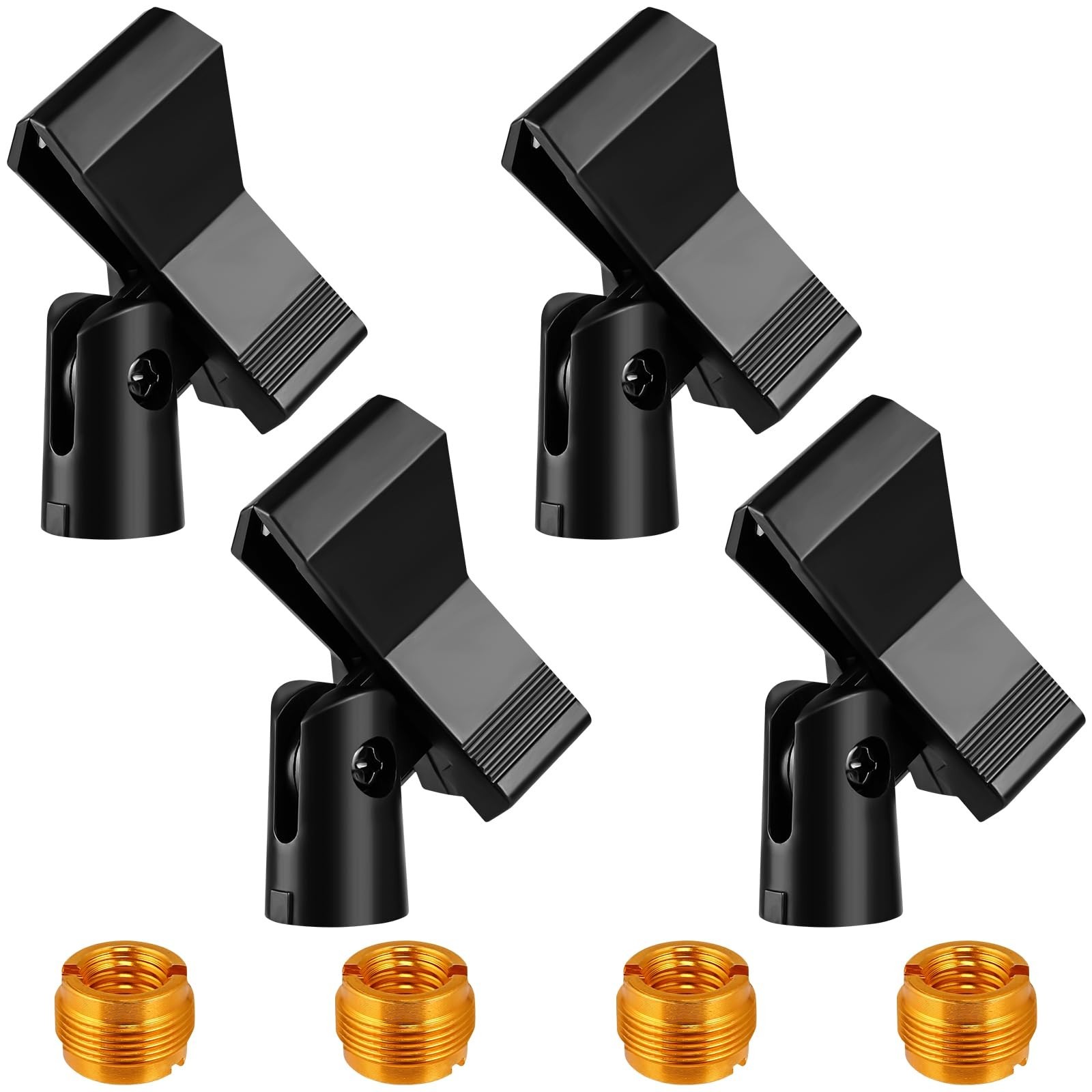 Mic Clips for Stands Set - 4 Piece Adjustable Mic Holders with Adapters, Wire...