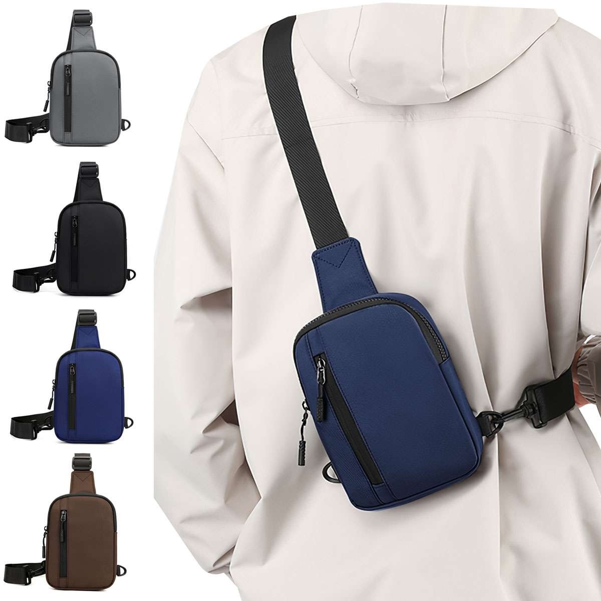 Men's Shoulder Bag Oxford Chest Bag Sling Crossbody Bag Casual Travel Phone Bag