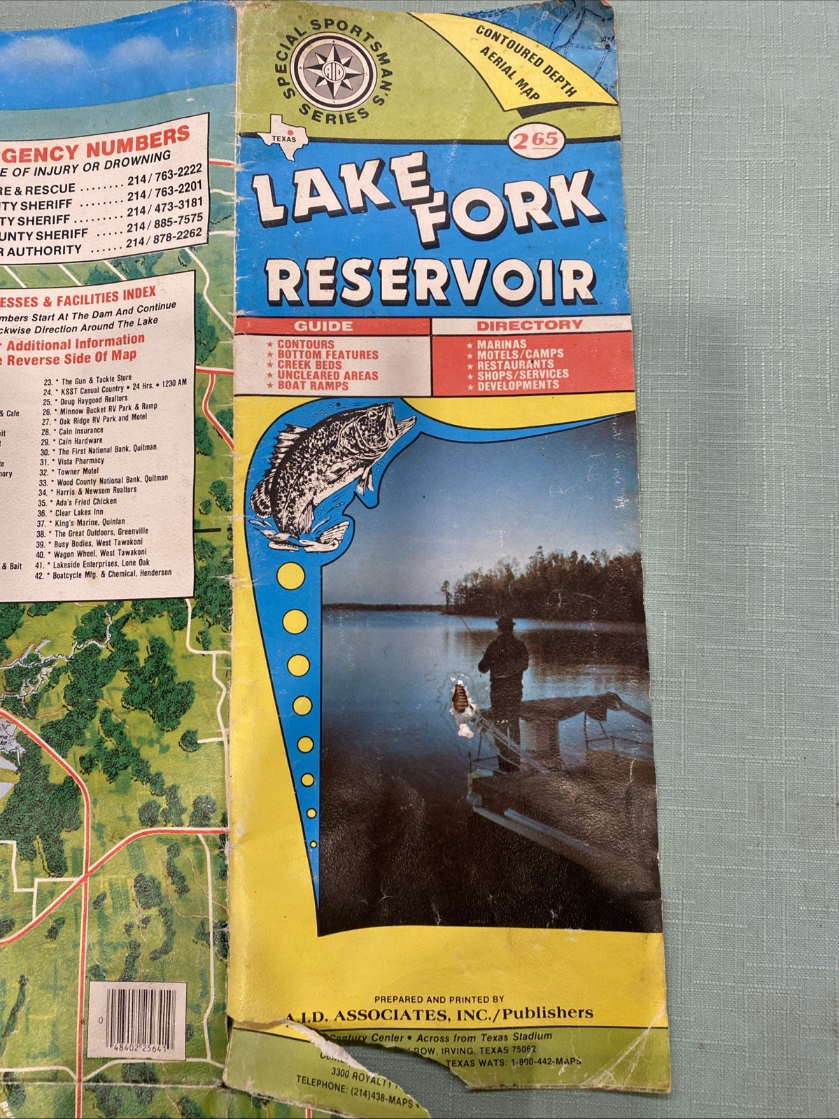 Vtg 1984 Lake Fork Reservoir Texas Fishing and Recreation Large Advertising Map