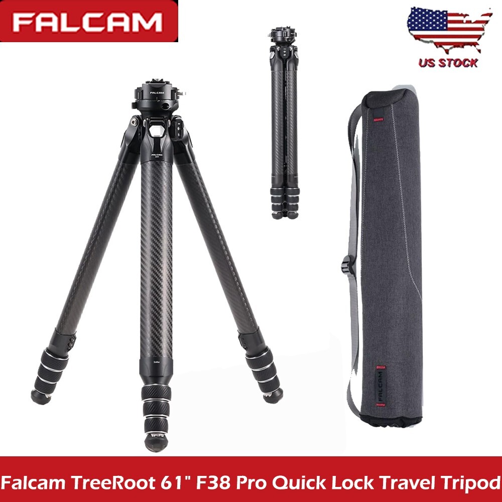 FALCAM Treeroot Quick Release Carbon Fiber Camera Travel Tripod Pan Tilt