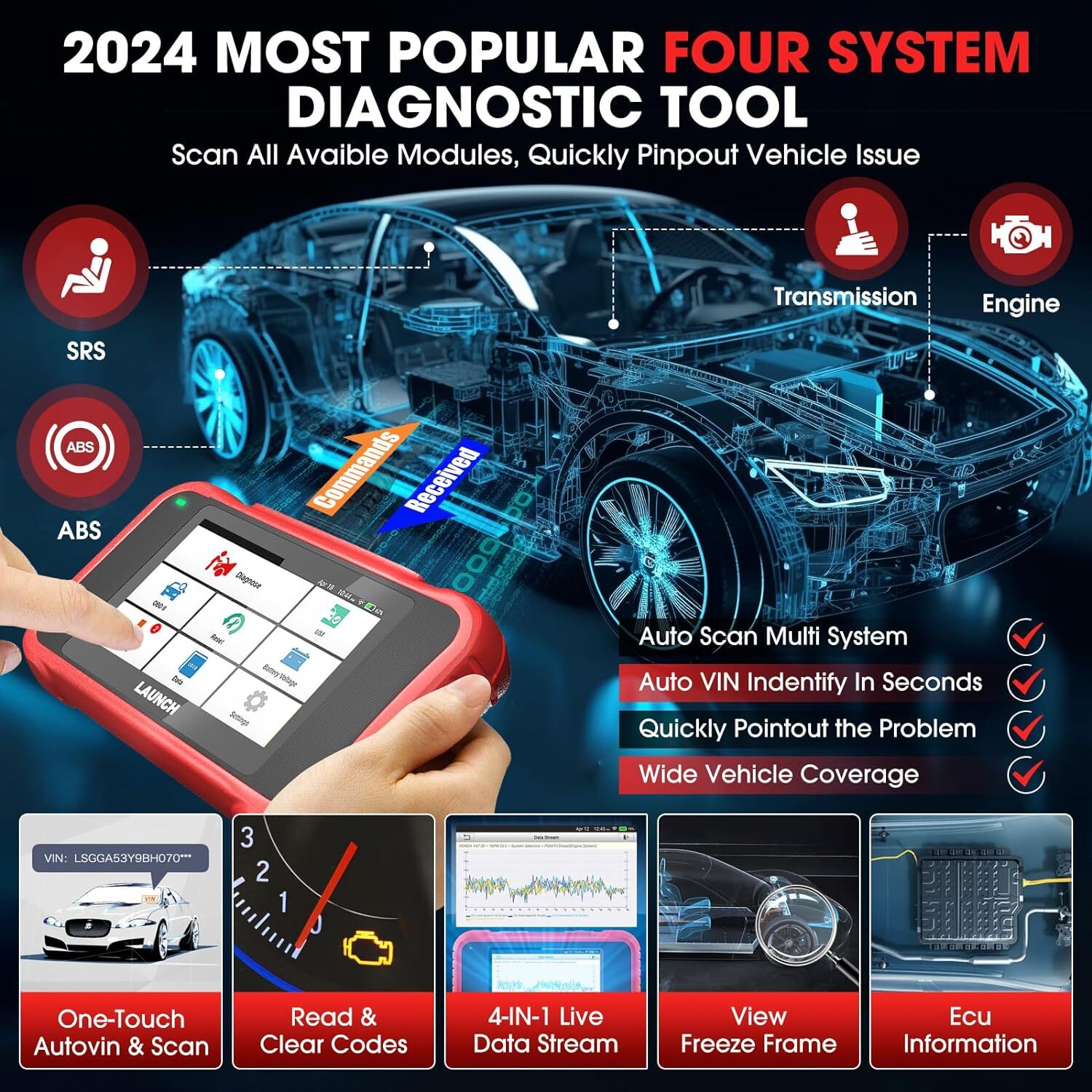 2025 LAUNCH X431 CRP123E PRO+ OBD2 Scanner ABS SRS Diagnostic Tool Code Reader
