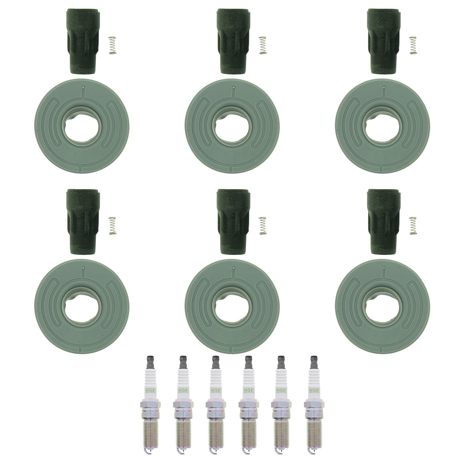 NGK 6 G-Power Platinum Spark Plugs 6 Coil Boots Kit for Lincoln MKS Navigator V6