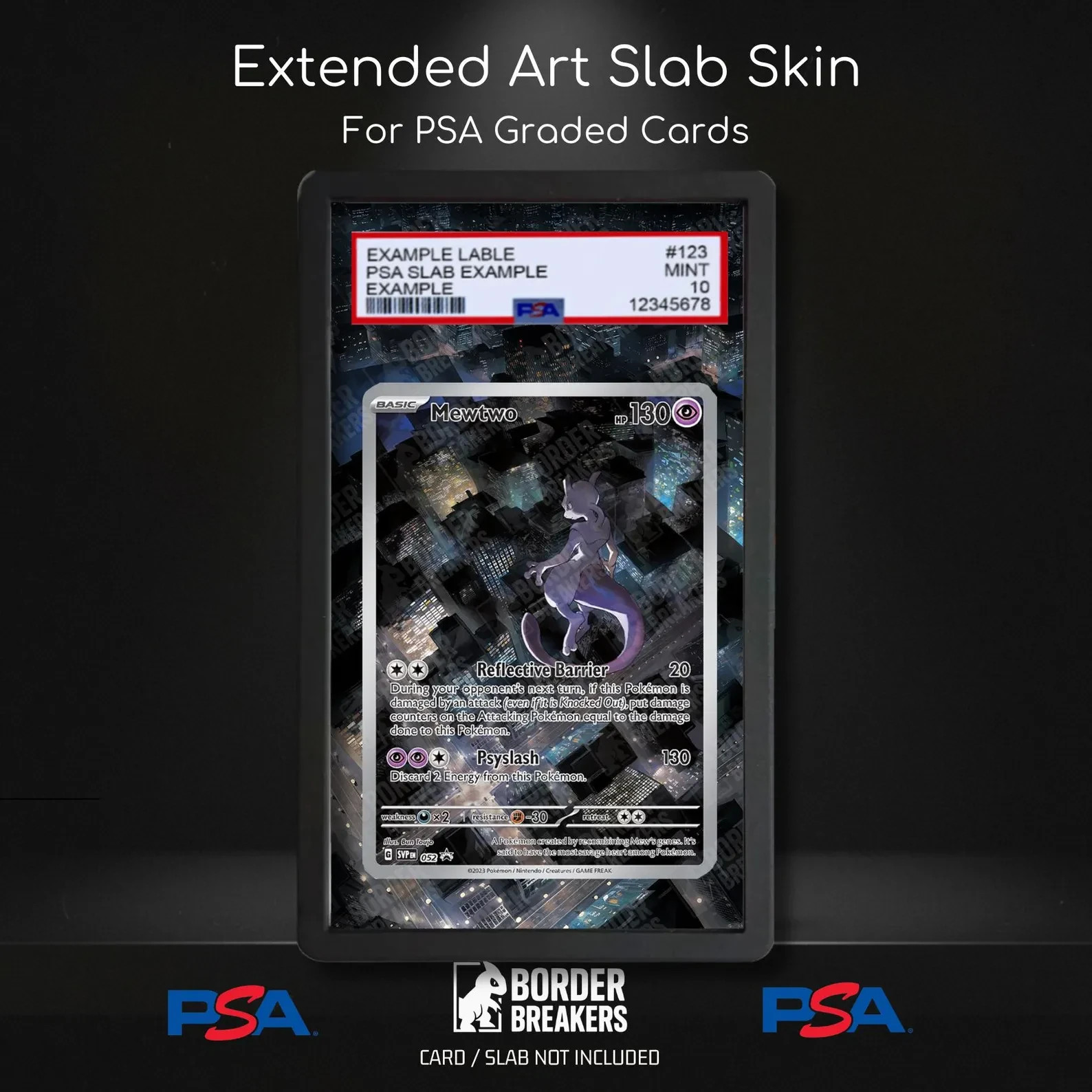 MewTwo 052 Pokemon PSA Slab Skin | PSA Extended Art Slab Skin