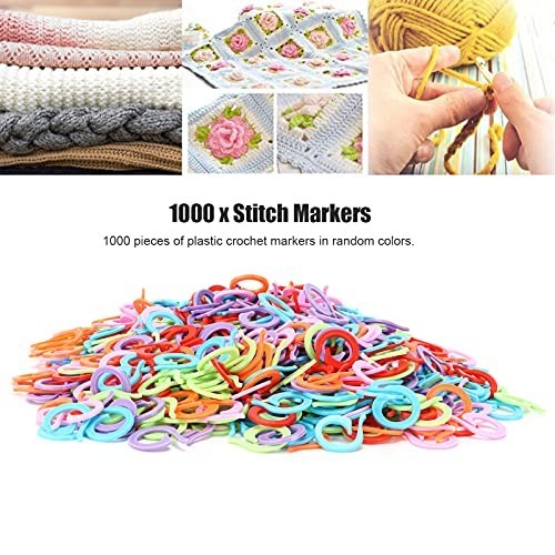 1000Pcs Colorful Crochet Stitch Markers - Plastic Split Ring for Knitting & Sewi