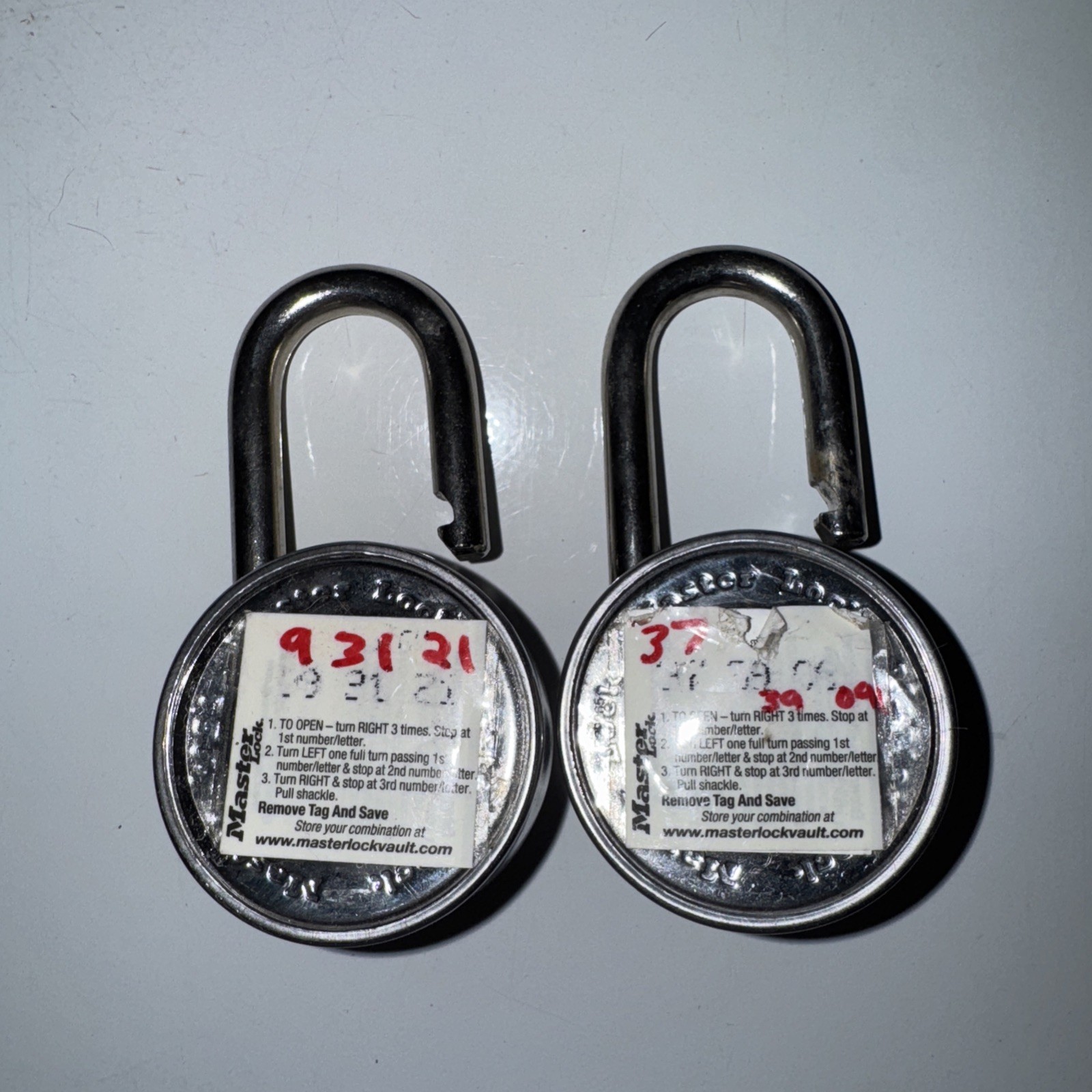 Master Locks Great Condition Used Lot Of 2 Codes On Back