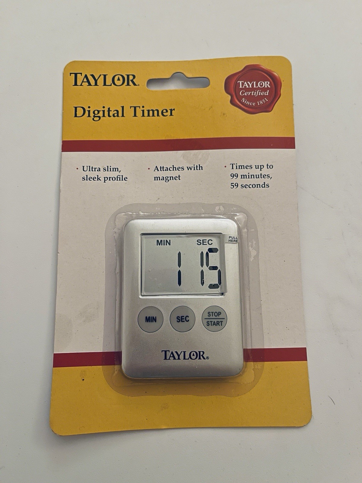 New Quality Taylor Brand Digital Timer Silver Magnetic Up To 99 min 59 sec New